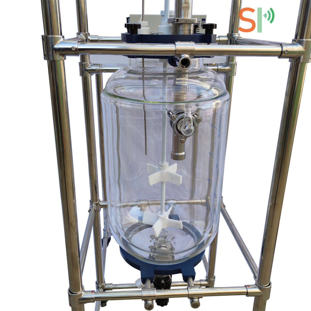 High Efficiency 20KHz Ultrasonic Extractor With 50L Glass Reactor Tank For CBD Extraction